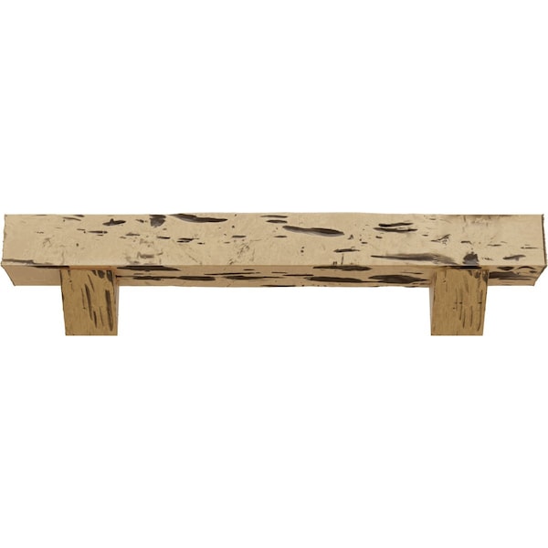 Kit W/ Breckinridge Corbels, NaturaL Pine, 8Hx12Dx60W Pecky Cypress Faux Wood Fireplace ManteL